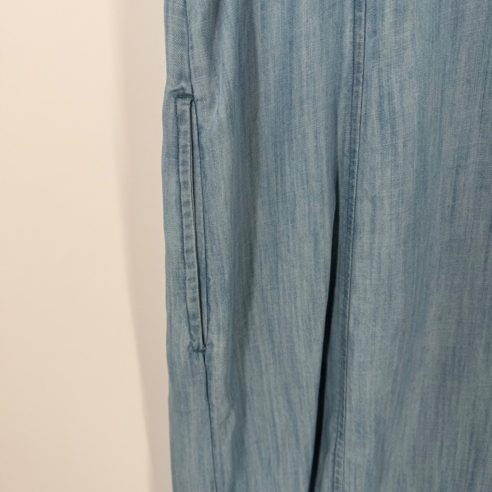 J. Jill Denim Light Wash Tencel Button Front Maxi Dress Short Sleeve Blue S - Picture 7 of 11